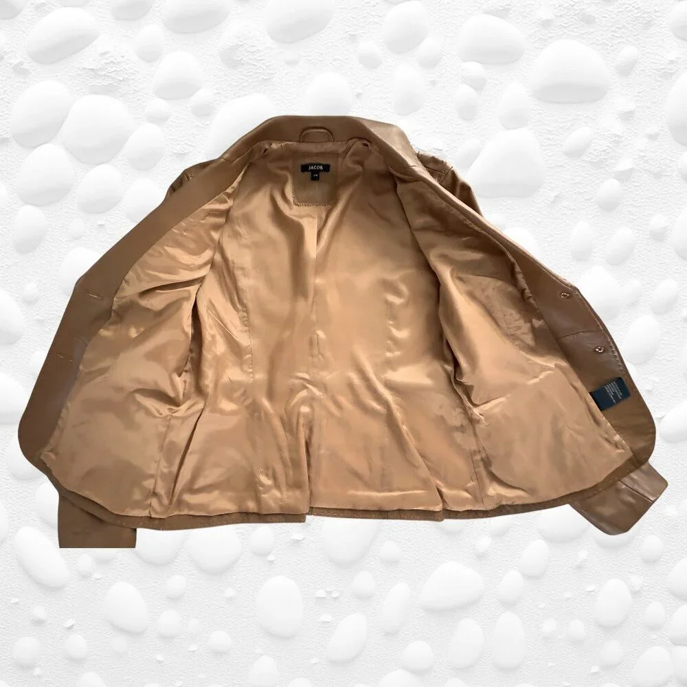 Vintage‑Era JACOB Caramel 100% Leather Jacket – L - NWT - Picture 8 of 10